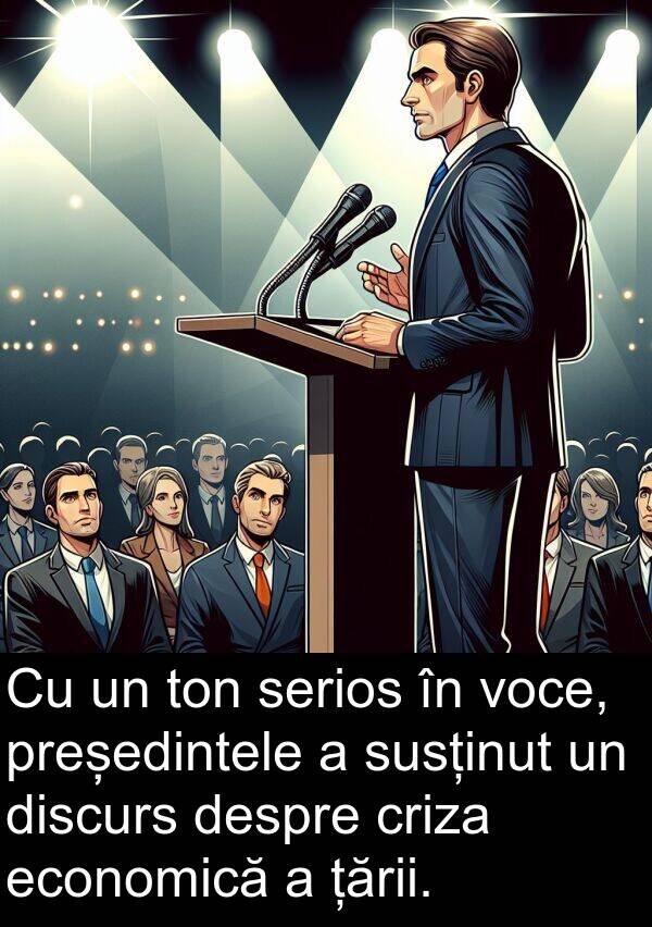 țării: Cu un ton serios în voce, președintele a susținut un discurs despre criza economică a țării.