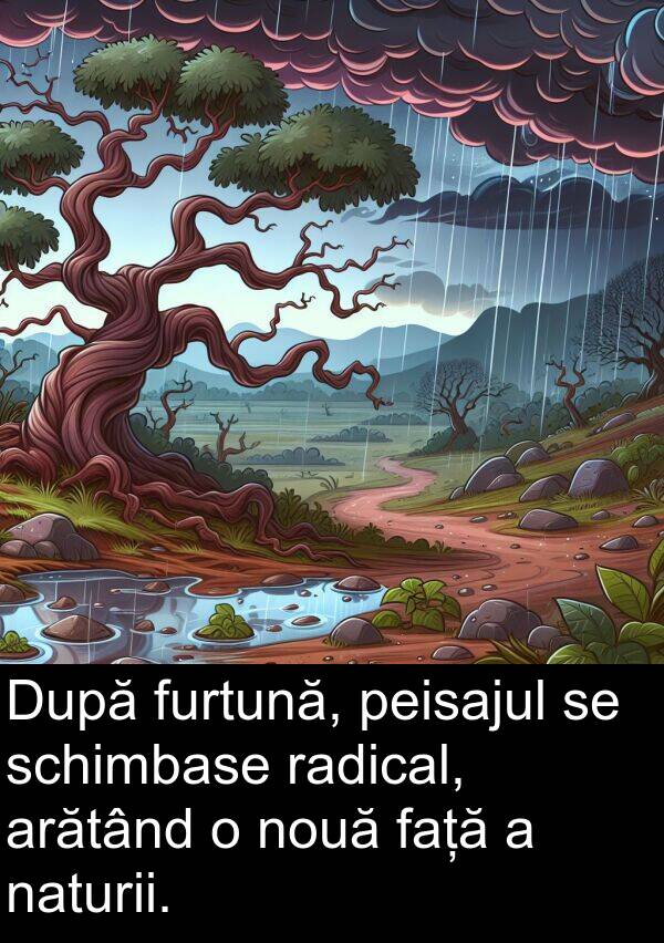 radical: După furtună, peisajul se schimbase radical, arătând o nouă față a naturii.