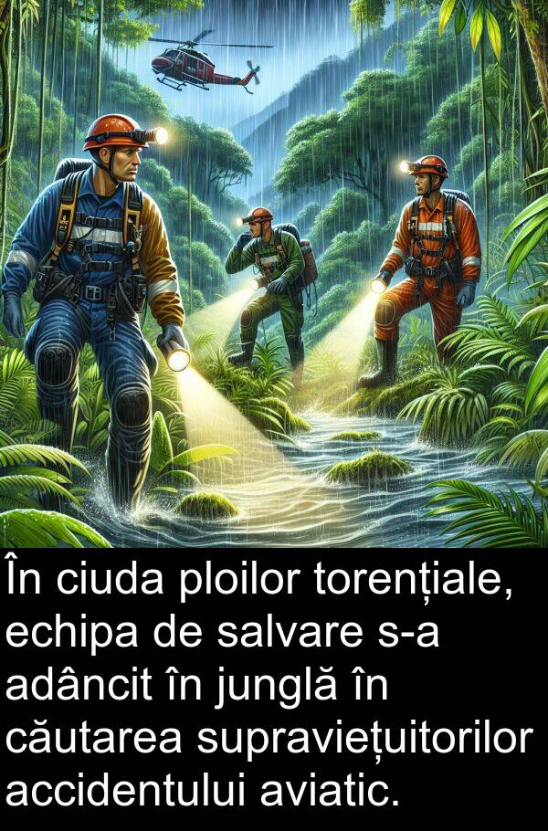 salvare: În ciuda ploilor torențiale, echipa de salvare s-a adâncit în junglă în căutarea supraviețuitorilor accidentului aviatic.