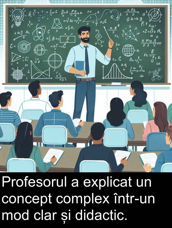 didactic: Profesorul a explicat un concept complex într-un mod clar și didactic.