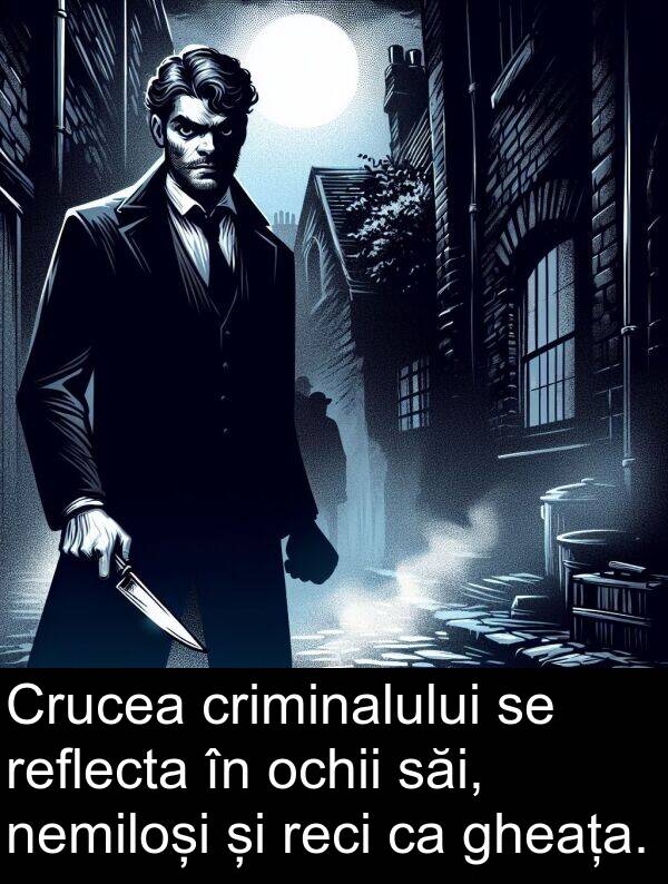 săi: Crucea criminalului se reflecta în ochii săi, nemiloși și reci ca gheața.