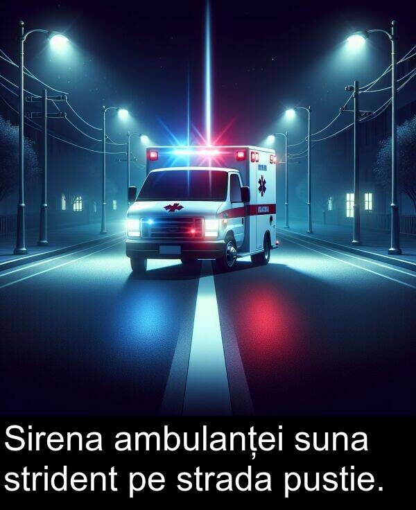 suna: Sirena ambulanței suna strident pe strada pustie.