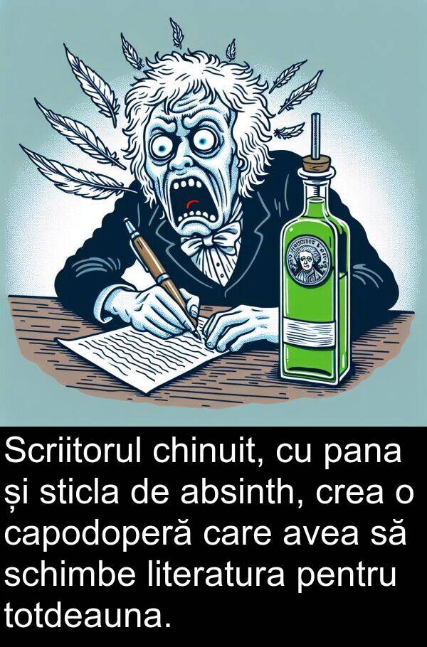 absinth: Scriitorul chinuit, cu pana și sticla de absinth, crea o capodoperă care avea să schimbe literatura pentru totdeauna.