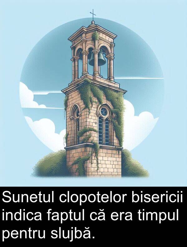 faptul: Sunetul clopotelor bisericii indica faptul că era timpul pentru slujbă.