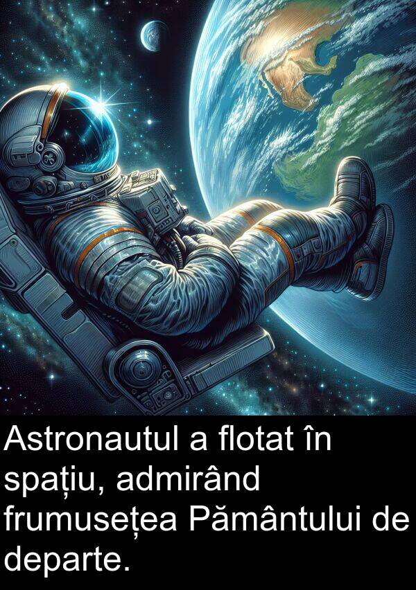 departe: Astronautul a flotat în spațiu, admirând frumusețea Pământului de departe.