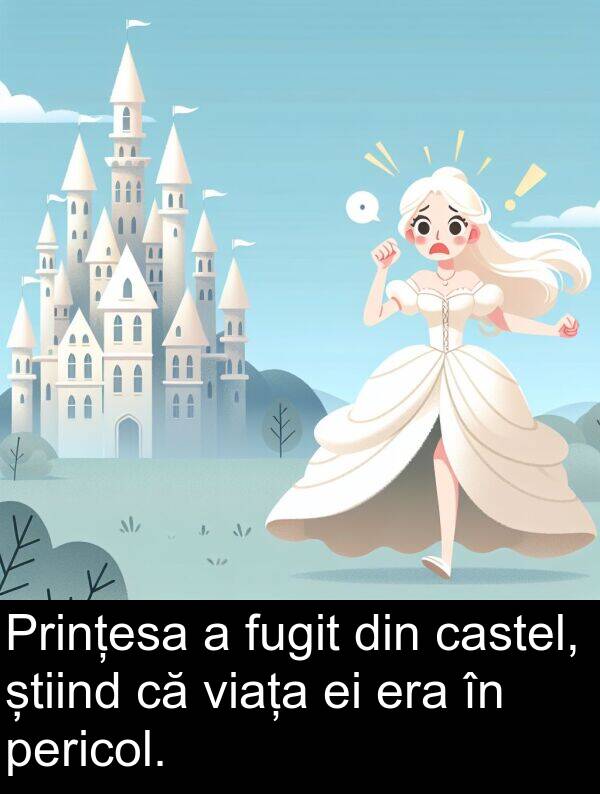 știind: Prințesa a fugit din castel, știind că viața ei era în pericol.