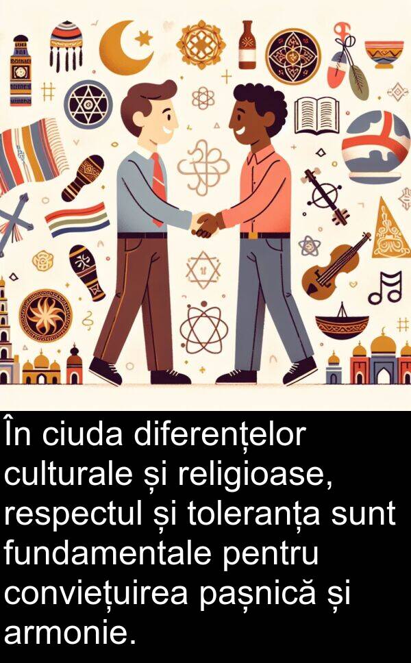 diferențelor: În ciuda diferențelor culturale și religioase, respectul și toleranța sunt fundamentale pentru conviețuirea pașnică și armonie.