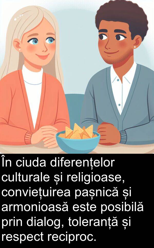 diferențelor: În ciuda diferențelor culturale și religioase, conviețuirea pașnică și armonioasă este posibilă prin dialog, toleranță și respect reciproc.