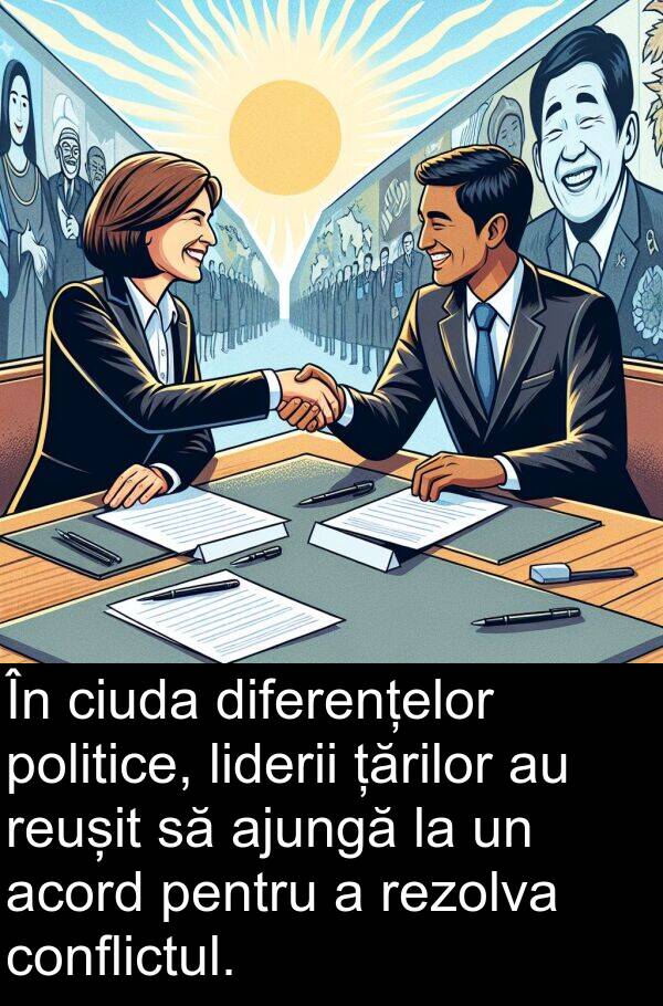 țărilor: În ciuda diferențelor politice, liderii țărilor au reușit să ajungă la un acord pentru a rezolva conflictul.