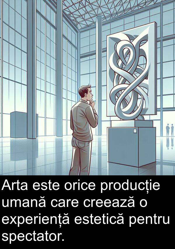 umană: Arta este orice producție umană care creează o experiență estetică pentru spectator.