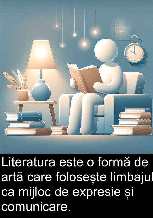 formă: Literatura este o formă de artă care folosește limbajul ca mijloc de expresie și comunicare.