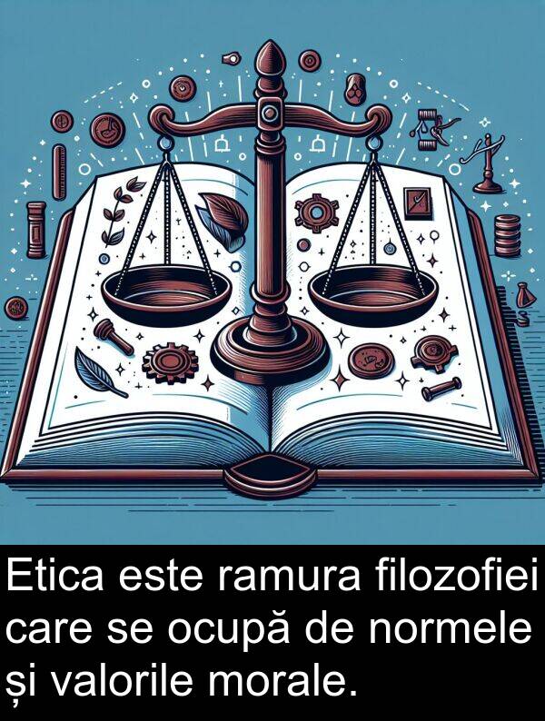 ocupă: Etica este ramura filozofiei care se ocupă de normele și valorile morale.
