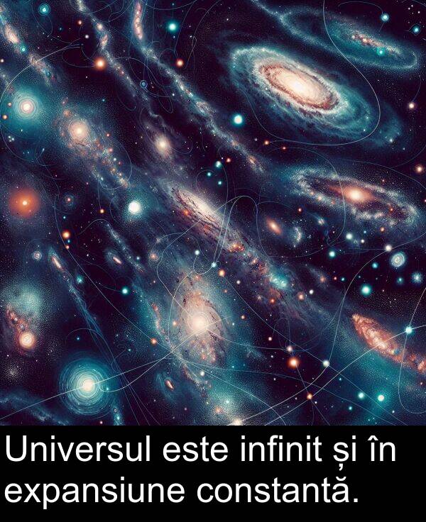 infinit: Universul este infinit și în expansiune constantă.