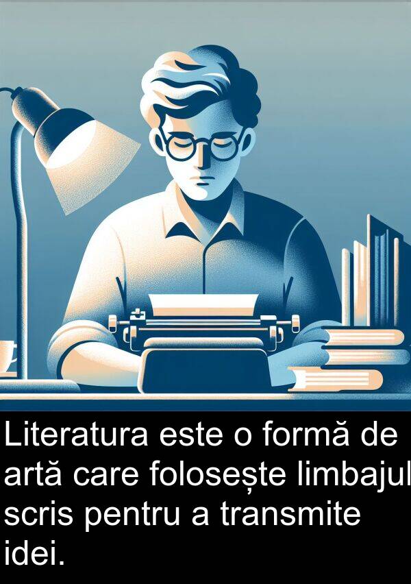 idei: Literatura este o formă de artă care folosește limbajul scris pentru a transmite idei.