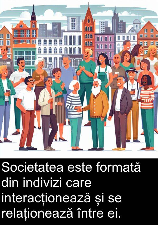 ei: Societatea este formată din indivizi care interacționează și se relaționează între ei.