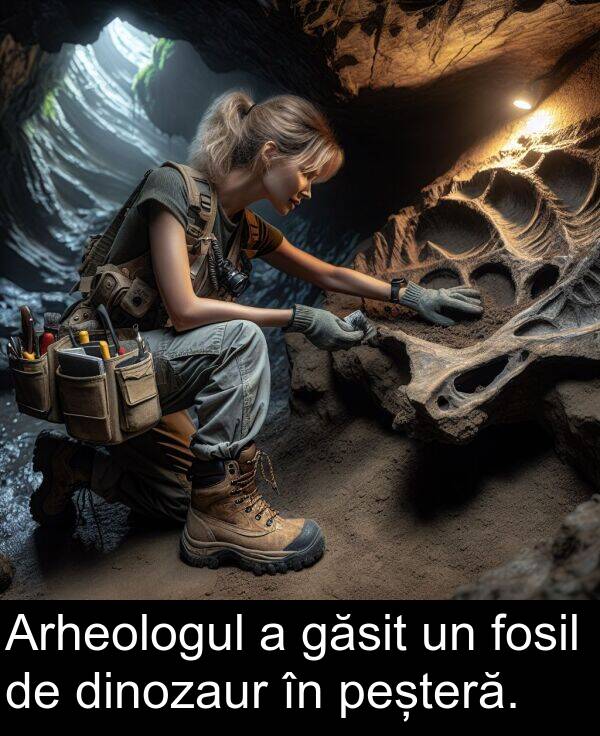 dinozaur: Arheologul a găsit un fosil de dinozaur în peșteră.