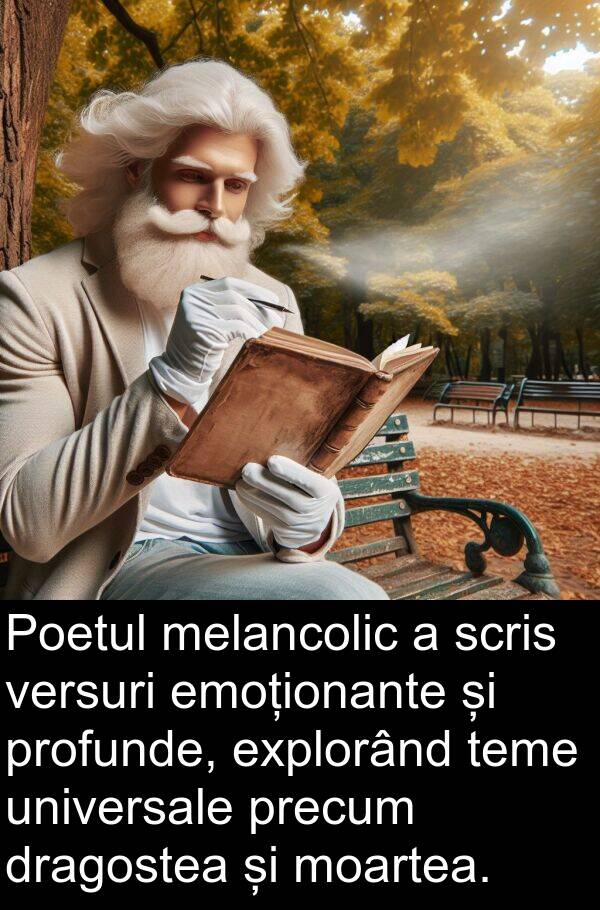 universale: Poetul melancolic a scris versuri emoționante și profunde, explorând teme universale precum dragostea și moartea.