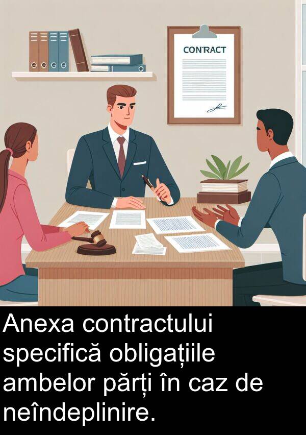 obligațiile: Anexa contractului specifică obligațiile ambelor părți în caz de neîndeplinire.