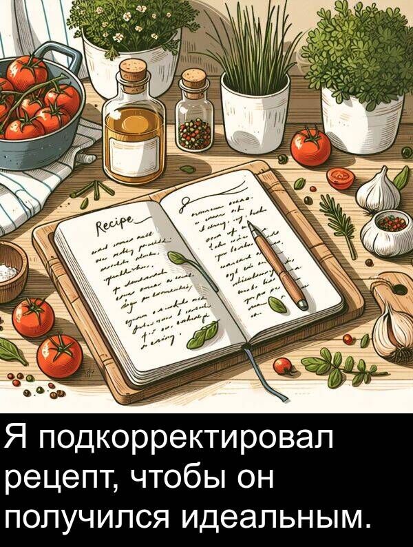 получился: Я подкорректировал рецепт, чтобы он получился идеальным.