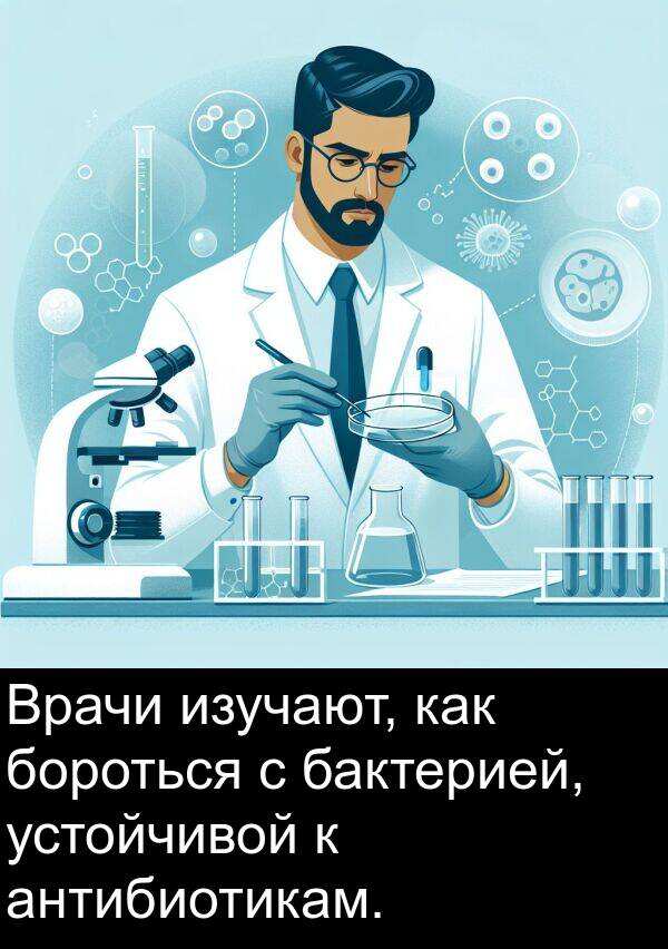 антибиотикам: Врачи изучают, как бороться с бактерией, устойчивой к антибиотикам.