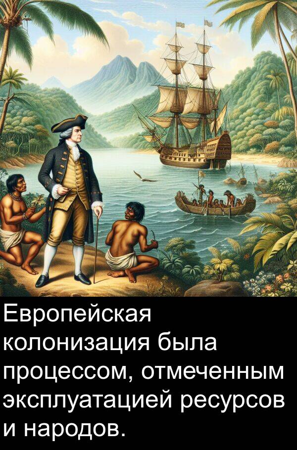 колонизация: Европейская колонизация была процессом, отмеченным эксплуатацией ресурсов и народов.