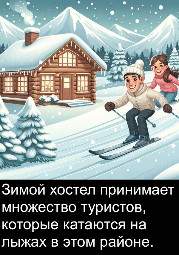 хостел: Зимой хостел принимает множество туристов, которые катаются на лыжах в этом районе.