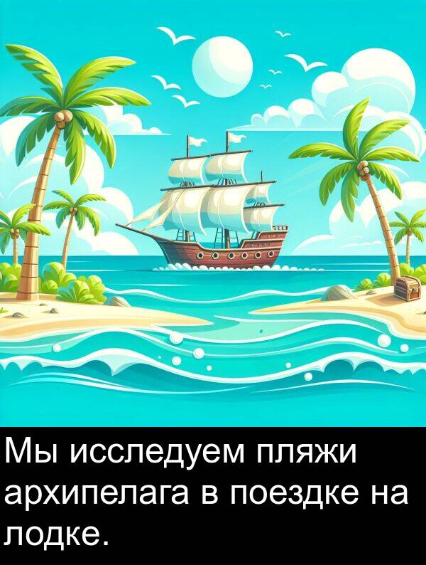 лодке: Мы исследуем пляжи архипелага в поездке на лодке.