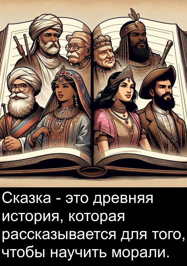 того: Сказка - это древняя история, которая рассказывается для того, чтобы научить морали.