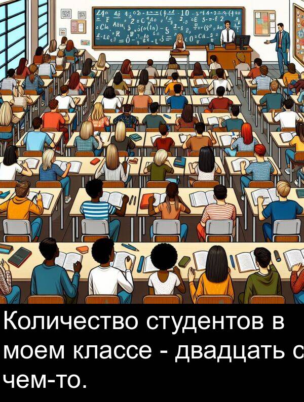 классе: Количество студентов в моем классе - двадцать с чем-то.