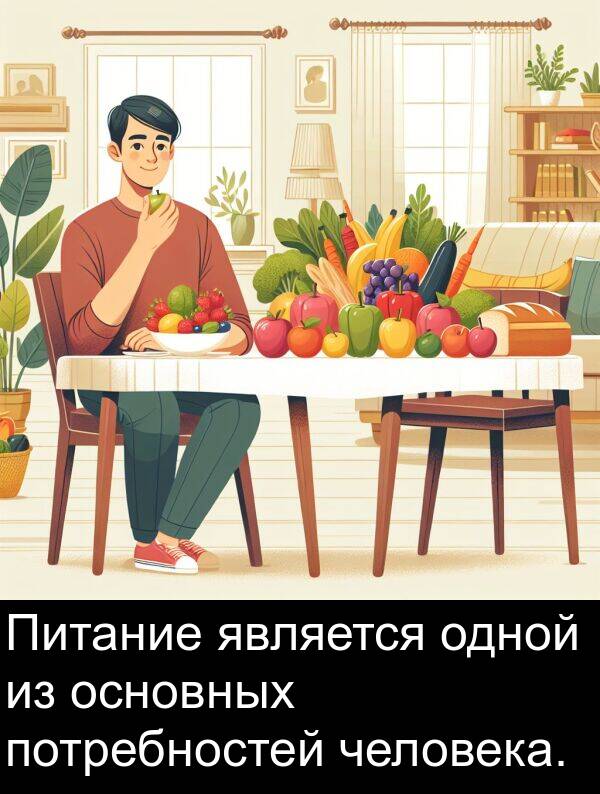 человека: Питание является одной из основных потребностей человека.