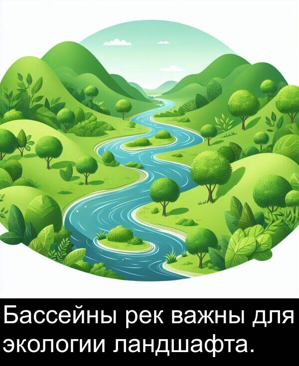 экологии: Бассейны рек важны для экологии ландшафта.