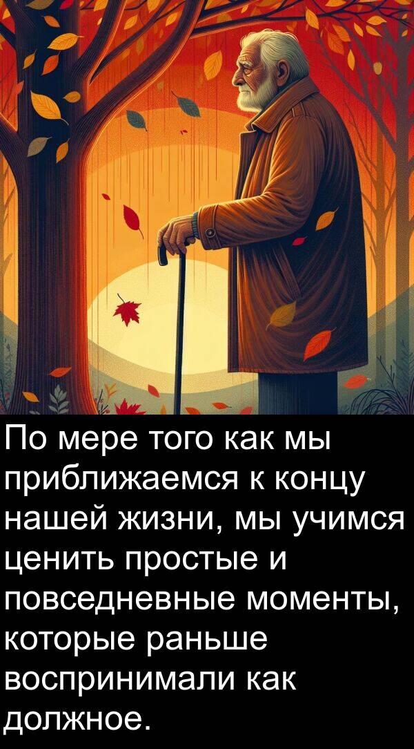 мере: По мере того как мы приближаемся к концу нашей жизни, мы учимся ценить простые и повседневные моменты, которые раньше воспринимали как должное.