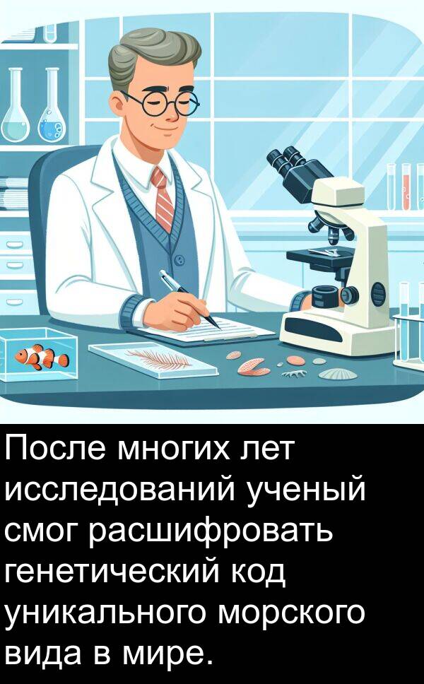 лет: После многих лет исследований ученый смог расшифровать генетический код уникального морского вида в мире.