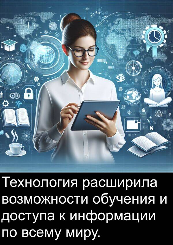 всему: Технология расширила возможности обучения и доступа к информации по всему миру.