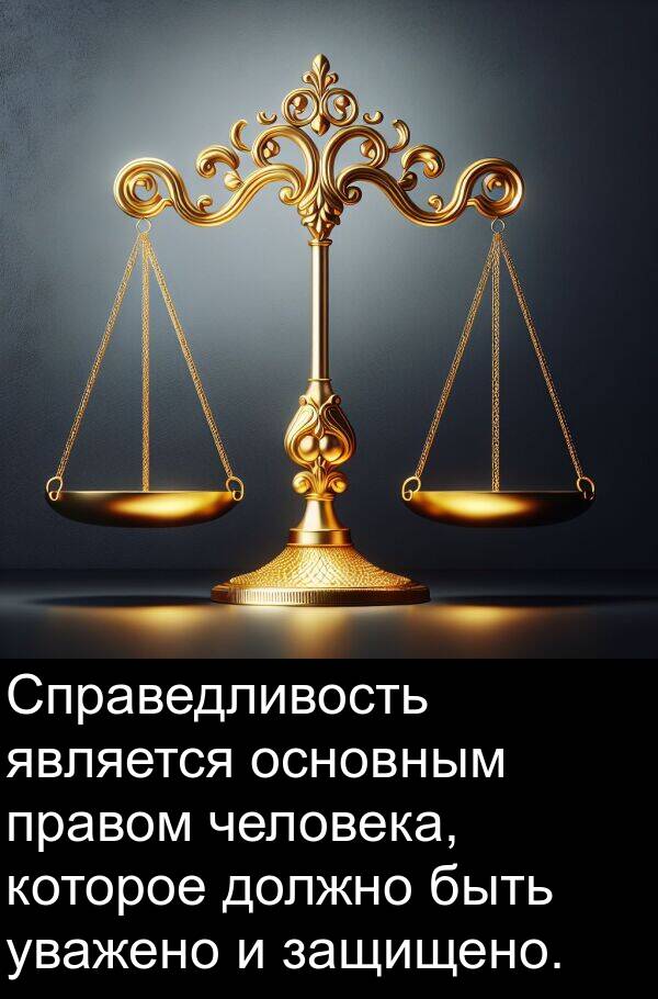 человека: Справедливость является основным правом человека, которое должно быть уважено и защищено.