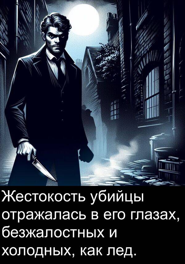 холодных: Жестокость убийцы отражалась в его глазах, безжалостных и холодных, как лед.