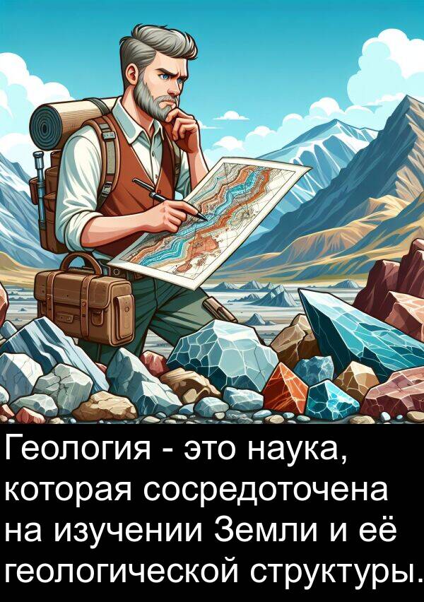 наука: Геология - это наука, которая сосредоточена на изучении Земли и её геологической структуры.