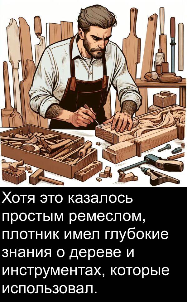 дереве: Хотя это казалось простым ремеслом, плотник имел глубокие знания о дереве и инструментах, которые использовал.