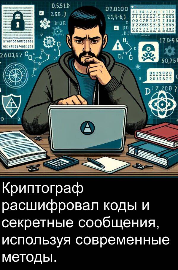 секретные: Криптограф расшифровал коды и секретные сообщения, используя современные методы.