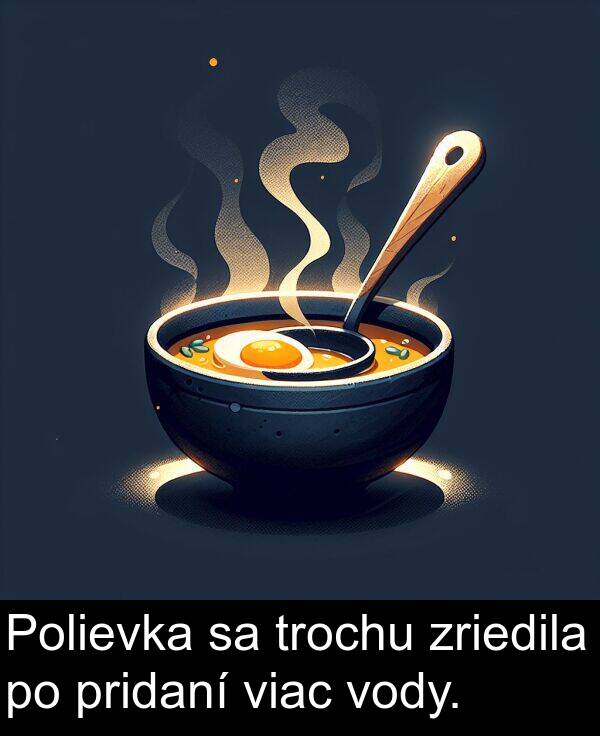 vody: Polievka sa trochu zriedila po pridaní viac vody.