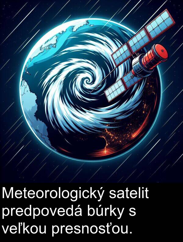 presnosťou: Meteorologický satelit predpovedá búrky s veľkou presnosťou.