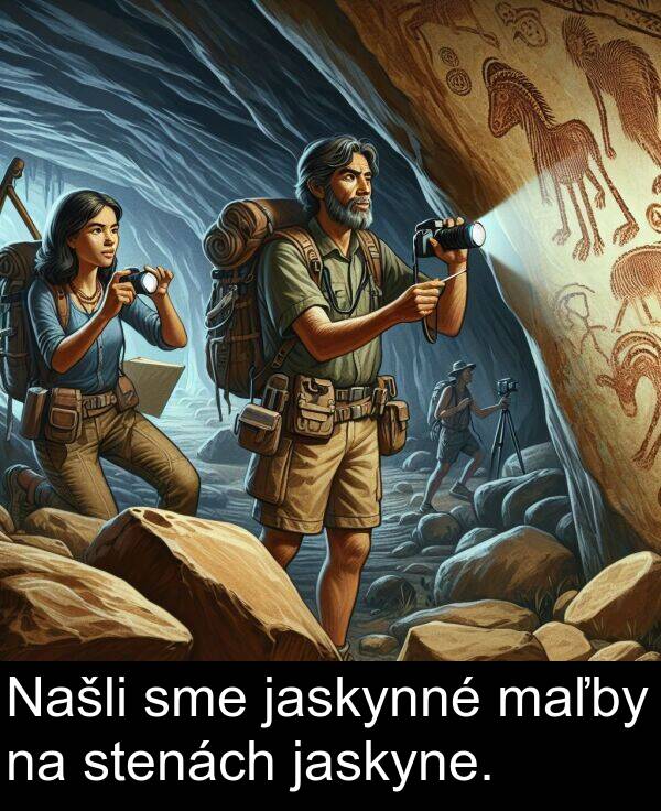 maľby: Našli sme jaskynné maľby na stenách jaskyne.