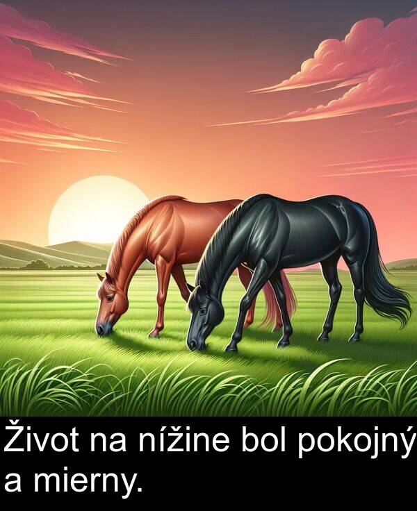 bol: Život na nížine bol pokojný a mierny.