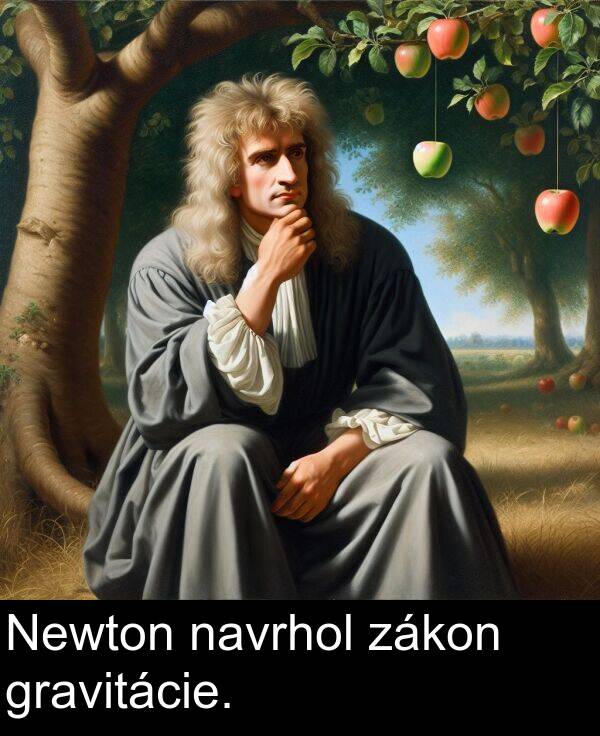 navrhol: Newton navrhol zákon gravitácie.