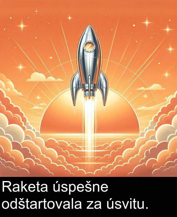 odštartovala: Raketa úspešne odštartovala za úsvitu.