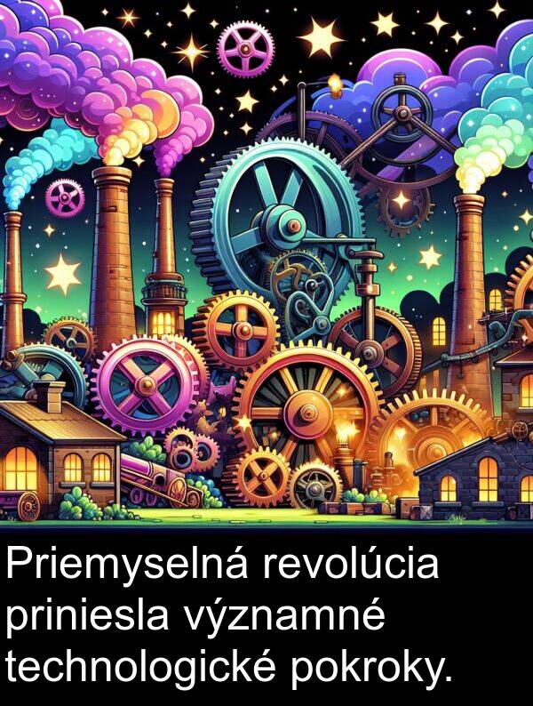 priniesla: Priemyselná revolúcia priniesla významné technologické pokroky.