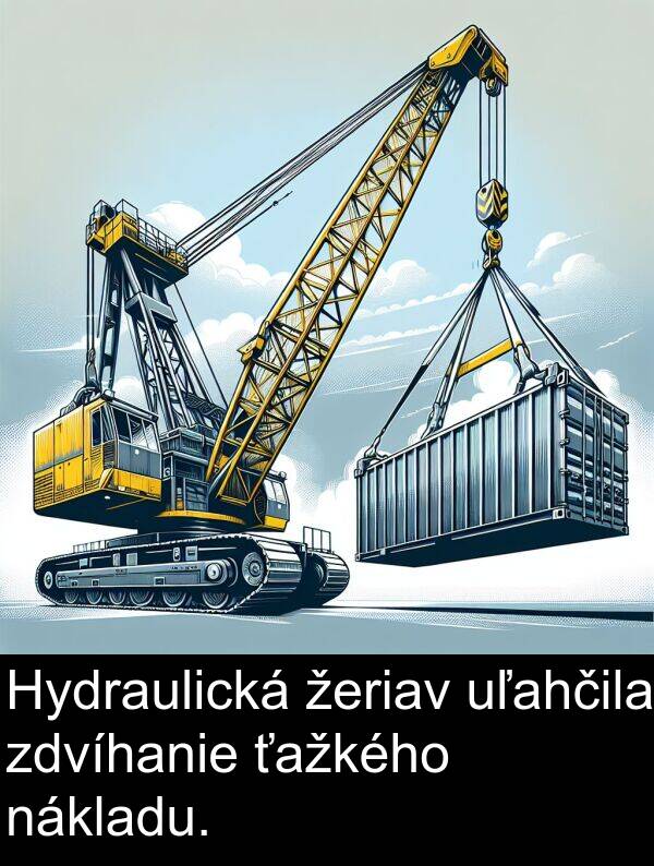 ťažkého: Hydraulická žeriav uľahčila zdvíhanie ťažkého nákladu.