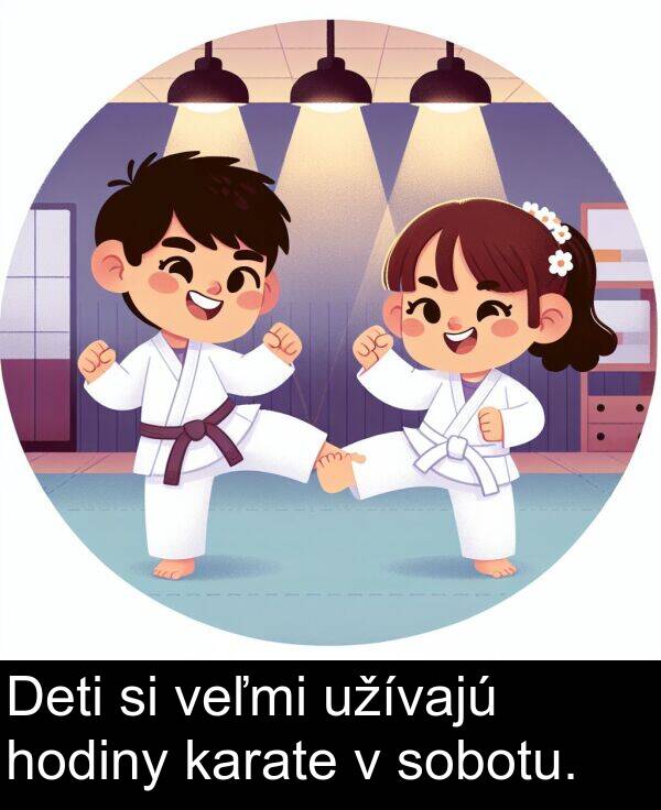 hodiny: Deti si veľmi užívajú hodiny karate v sobotu.