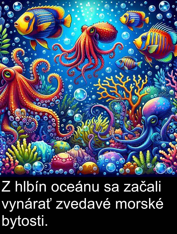 hlbín: Z hlbín oceánu sa začali vynárať zvedavé morské bytosti.