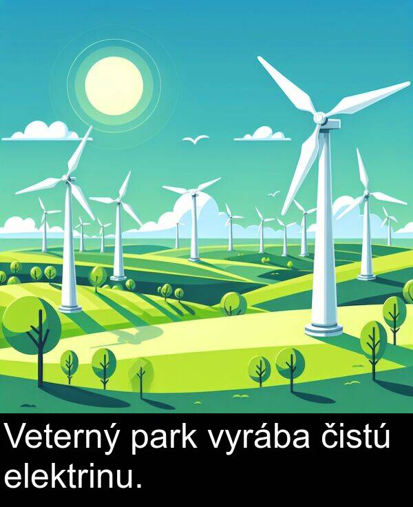 elektrinu: Veterný park vyrába čistú elektrinu.